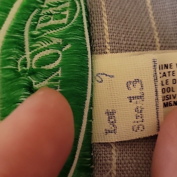 VINTAGE 80s Patty O'Neil midi dress grey with white pinstripes - Picture 5 of 6